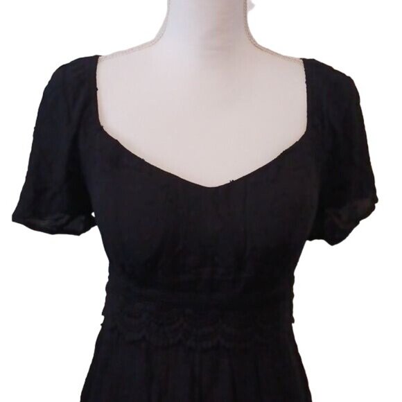 NEW Lily Rose Black Empire Waist Mini Dress, Size M, Flutter Sleeve Skater Dress - Picture 2 of 16